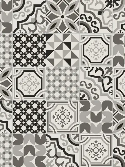 Grey patterned encaustic-style tiles from Sassuolo, 20x20 cm