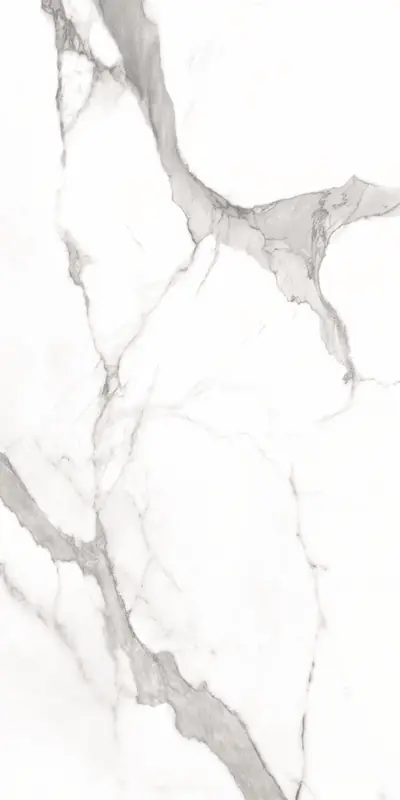 Polished Statuario marble-effect porcelain slab from Sassuolo